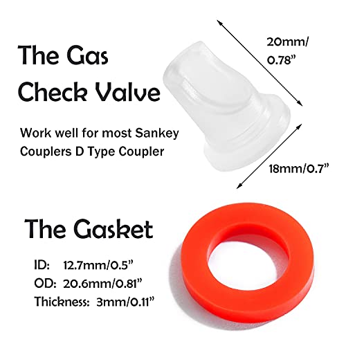 LitKiwi 5-Pack Beer Keg Coupler Check Valve & 5-Pack Washer Gaskets for Sankey D Type