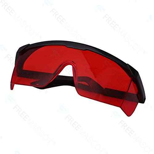 FreeMascot OD 4+ 190nm-550nm Wavelength Laser Safety Glasses for Typical 405nm, 445nm, 450nm,520nm,532nm Laser Light for Hair Removal Laser Treatment Eye Protection Goggles (Red)