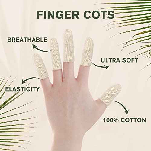 Evridwear Cotton Finger Cots Cotton Cushion 20PCS for Cracked Skin, Eczema, Calluses, Moisture Wicking, Finger Protection for Men & Women (Short Length)