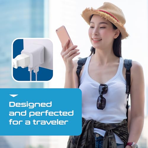Ceptics Thailand Travel Plug Adapter Gray White with USB-C & USB-A - Compact 3-in-1 Power Converter