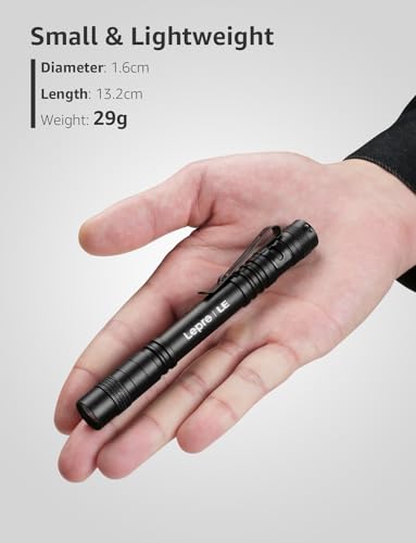 Lepro Black LED Pen Flashlight 2 Pack - Waterproof Mini Pocket Work Light