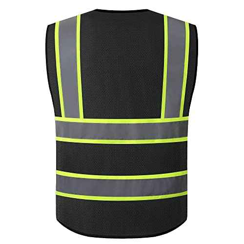 Reflective High Visibility Safety Vest for Men Women with Pockets Zipper Front Meets ANSI/ISEA Standards