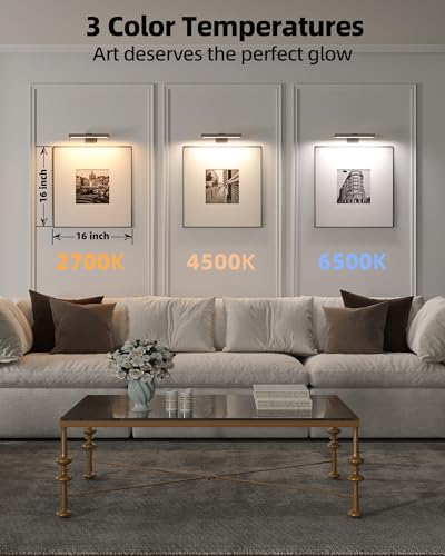 EZVALO Black Rechargeable LED Picture Light 7.87'' with Remote, 3 Color & Dimmable, Magnetic, Wall Display Lighting