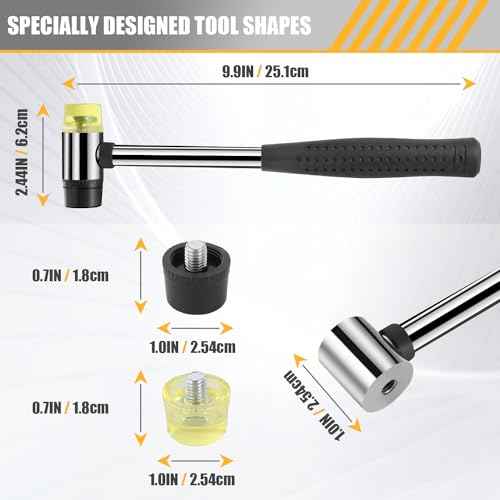 2-Pack Rubber Mallet Hammer Set, 8oz & 25mm Small Rubber Mallet Hammer Tool, Rubber Mallet for Flooring, Tent Stakes, Woodworking, Camping, Crafts, Jewelry Wood Rubber., LOZ-M0825