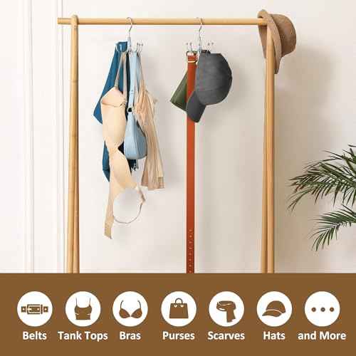 ZEDODIER Purse Hanger Organizer for Closet, Rotatable Sturdy Purses Holder Holds 8 Bags, Metal Space Saving Closet Organizers and Storage, Silver