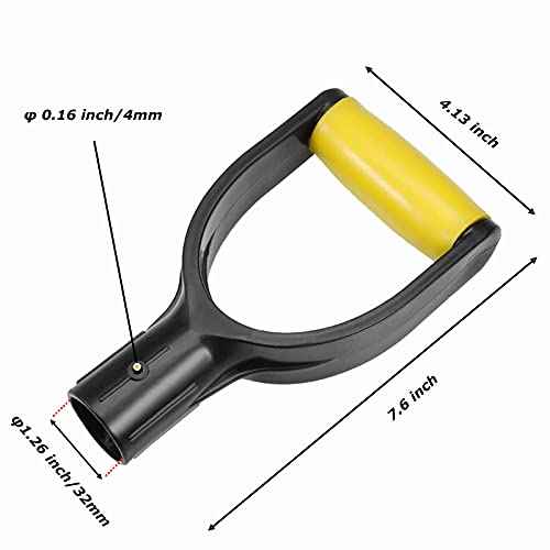 D Grip Plastic Spade Handle, 32mm Inner Diameter Snow Shovel Handle, Snow Scoop Digging Raking Tool, Garden Accessory (Yellow)