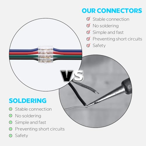 SLLHUT 4-Pin Low Voltage Wire Splice Connectors for 20-24 AWG LED & RV Wiring — 10 Pcs