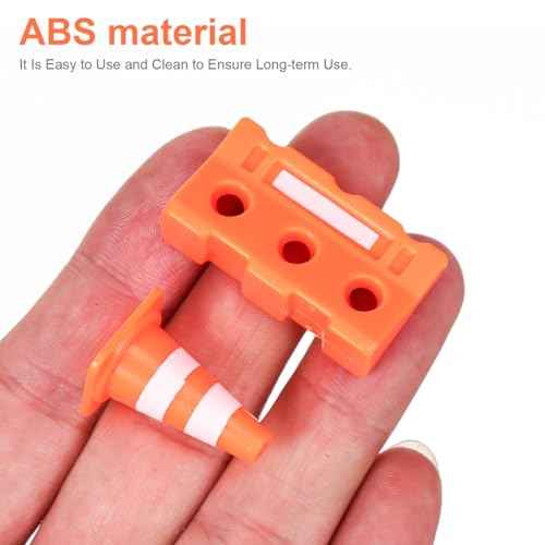48Pcs Mini Plastic Traffic Cones, Miniature Fence Barricade Signs, Construction Road Cone Toy Set, Barricade Toy Model Mini Stop Signs for Construction Theme Party Favors