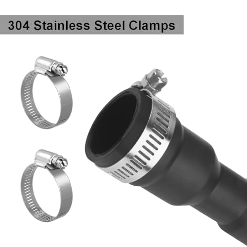 TTFLEX 6 ft Dishwasher Drain Hose - Flexible, Adjustable End Diameters, with Clamps (No Elbow)