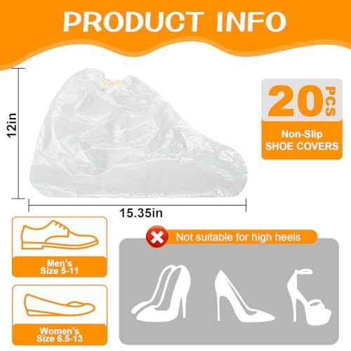 10 Pairs Waterproof Shoe Covers for Rain,Non-Slip Indoor Outdoor Rain Cover for Shoes,Disposable Plastic Rain Shoe Covers,Plastic Over shoes for Men Women,Water Proof Boot Protector(Clear£¬Medium)