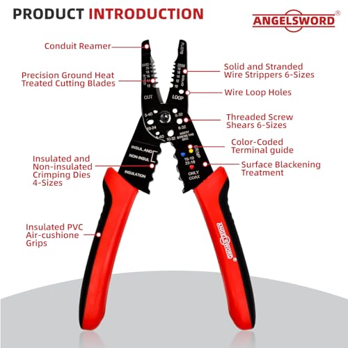 8-Inch Wire Stripper, Cutter, Crimper for Electrical Work - ANGELSWORD