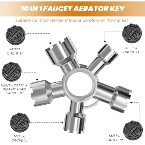Heavy-Duty 10-in-1 Faucet Aerator Removal Tool - Universal Metal Key for Plumbing