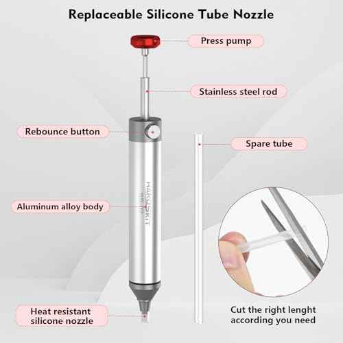 Solder Sucker,HANDSKIT No Clog Desoldering Wick for Solder Removing Heat Resistant Sucking Nozzle Tube Desolder Tool Soldering Pump Strong Vacuum Suction Remover Desolder Gun Solder Iron Cleaner