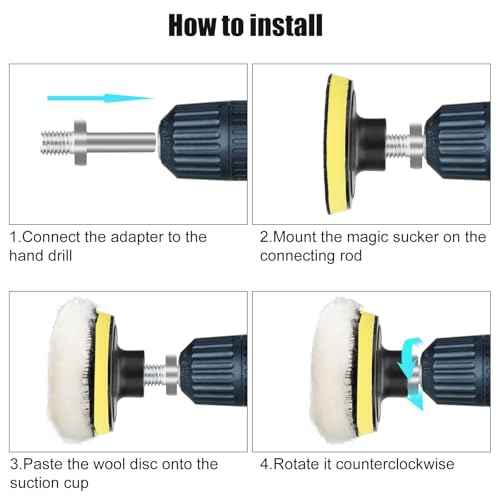 Linkstyle 7PCS 3in Wool Polishing Buffing Pad, with Hook and Loop Back, for Drill Buffer Attachment with M10 Drill Adapter, Car Buffer Polisher Kit