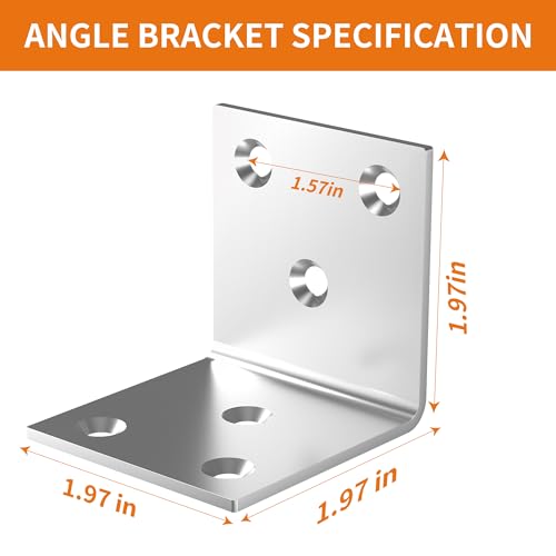 20Pcs Heavy Duty Stainless Steel 2-Inch Angle Brackets for Wood Fencing & Furniture
