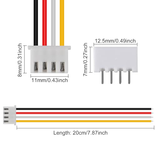 ACEIRMC 10Pairs JST-XH 2.54mm 4-Pin Male Female Connectors Kit with 200mm Cable