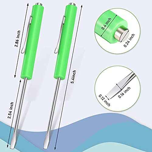 Honoson 5 Pieces Magnetic Mini Pocket Screwdriver with Clip Small Flathead Head Screwdriver Tool Set for Home Office Gadgets Repair Tool Mechanics Electricians Technician(Green)
