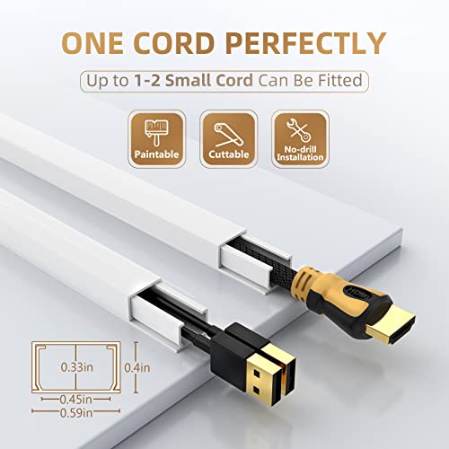 Delamu White 85in Wall Cord Hider for Single Wires, Cable Management Kit