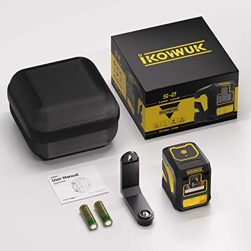 Laser Level, IKOVWUK 100FT Accurate Green Cross Line Laser Level Self-Leveling with Magnetic Bracket for Picture Hanging Home Decoration, Battery & Carrying Bag Included