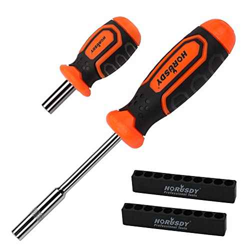 HORUSDY 2-Piece 1/4" Bit Driver Magnetic Screwdriver Bit Holder, 190mm and 90mm Long, Screwdriver Handle for Magnet Tip