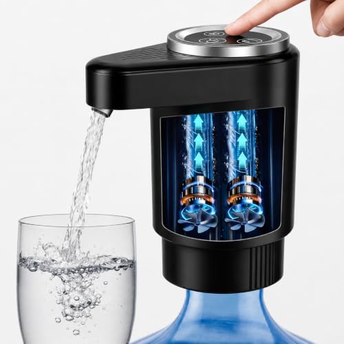 Swardroof Rechargeable Dual Motor Water Jug Pump - Gloss Black for 5 Gallon Bottles