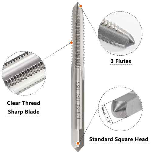 2pcs 1/4"-20 UNC Tap and Die Set, 1/4 x 20 UNC HSS Threading Tap Die Set, Straight Flute Machine Tap Alloy Tool Steel Round Thread Die Right Hand, Screw Tapping Threading Tool