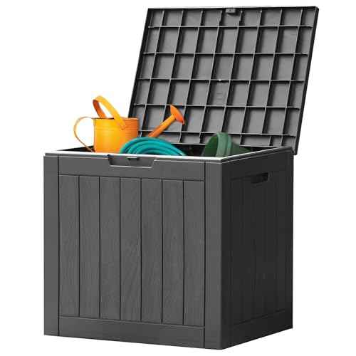 Sweetcrispy Deck Box with 31 Gallon Capacity, Weatherproof Resin Lockable Outdoor Storage for Secure Package Deliveries and Indoor Storage in Garden or Patio, Backyard