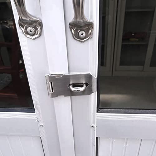 2Pcs Stainless Steel Gate Lock Hasp, Safety Packlock Clasp Lock Set for Doors, Cabinets, Closets and More (3inch-Silver)