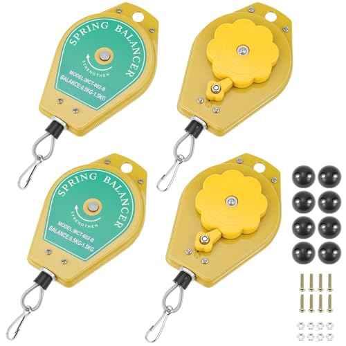 QWORK Retractable Spring Balancer Tool Holder - 0.5-1.5 kg Load Capacity, 4 Pack, Ideal for Assembly-line & Car Manufacturing