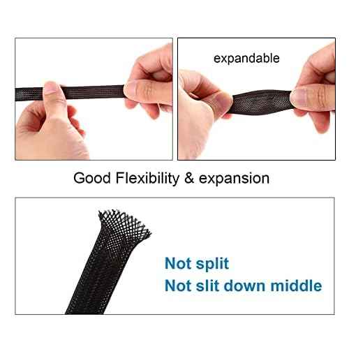 100ft - 1/4 inch PET Expandable Braided Sleeving ? Black ? Alex Tech Braided Cable Sleeve