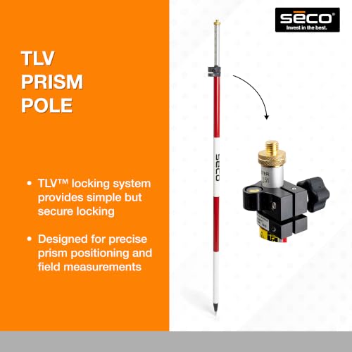 SECO 5500-11 8.5' TLV Survey Pole with Dual Gradations, 40-Minute Vial