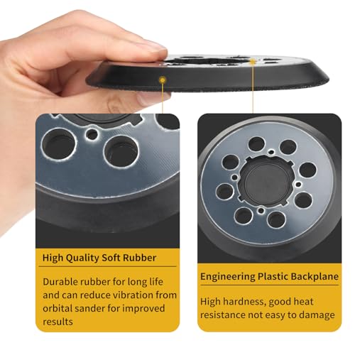 Gnellkoor 4 Screw Holes 5 Inch Orbital Sander Pad Replacement for Dewalt DWE64233, 2 Pack