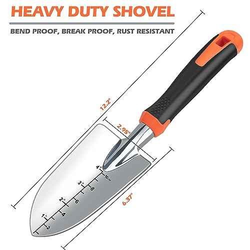 Garden Shovel with Measurement Mark, Sturdy Heavy Duty Gardening Tool Trowel/Hand Shovel/Garden Spade, Ergonomic Handle with Giftable Package