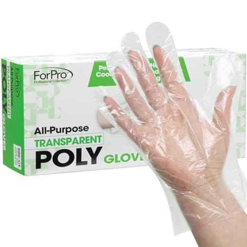 ForPro Professional Collection Disposable Poly Plastic Gloves, All-Purpose Food Safe Gloves for Cooking, Food Handling and Prep, Latex-Free, Non-Sterile, Clear, One Size, 500-Count
