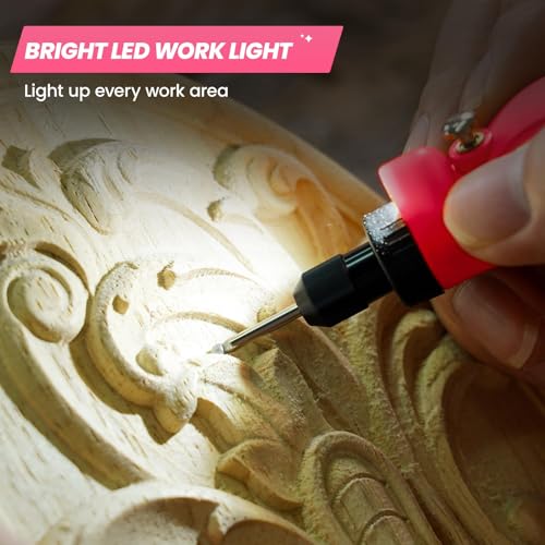 HARDELL Pink Mini Cordless Rotary Tool, Engrave Sand Drill for DIY Projects