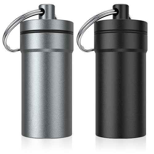 Portable Ear Plug Carrying Case, Urekt Waterproof Metal Earplug Case Keychain Container Holder£¨2 Pack£©