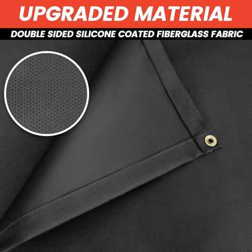 Welding Blanket Fireproof, 4x6ft Silicone Coated Fiberglass Fireproof Blanket with Brass Grommets, Welding Curtain for Industrial Welding Cutting, Multi-use Welding Mat for Smoker, Grill