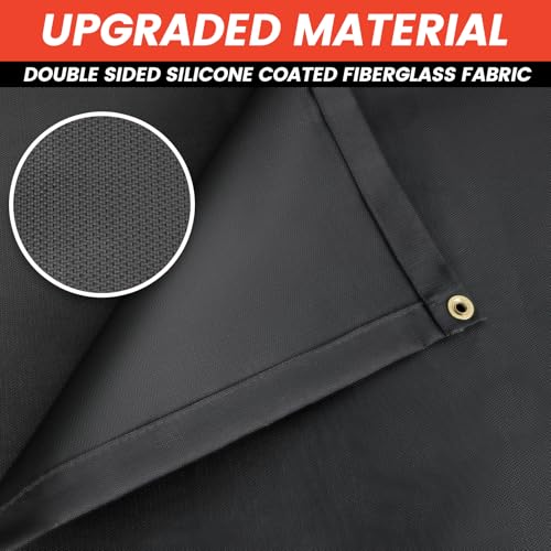 Welding Blanket Fireproof, 4x6ft Silicone Coated Fiberglass Fireproof Blanket with Brass Grommets, Welding Curtain for Industrial Welding Cutting, Multi-use Welding Mat for Smoker, Grill