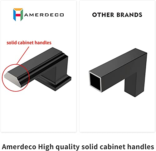 Amerdeco 10 Pack 5 Inch Matte Black Cabinet Pulls - 128mm Hole Centers, Kitchen & Drawer Handles