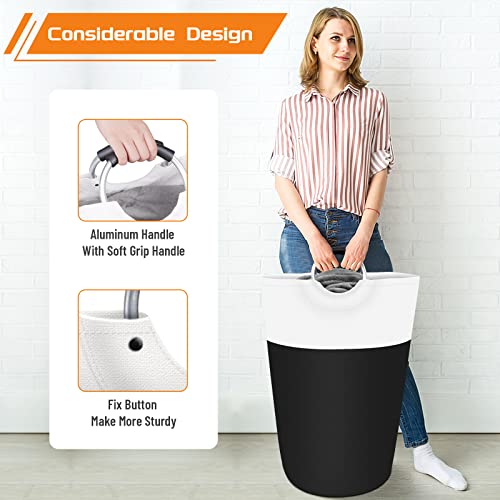 BlissTotes 90L Freestanding Collapsible Laundry Basket – Black (90L)