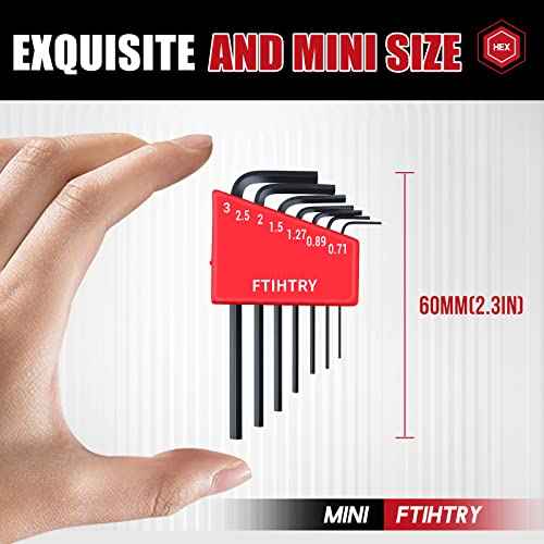 14pcs Mini Hex Key Allen wrench Set, Metric(0.7-3mm) and SAE(0.028-7/64"), Chrome Vanadium Steel