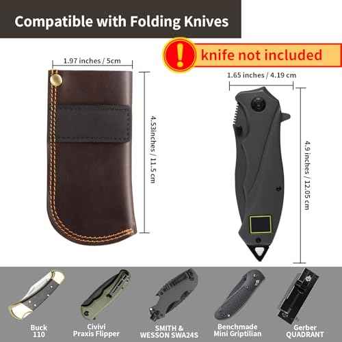 Leather Knife Sheath for Belt,Pocket Knife Holder,Heavy Duty Folding Knife Sheath Belt Holder,Knife Holster EDC Knife Case Folding Pocket Knife sheaths Gift for Men.