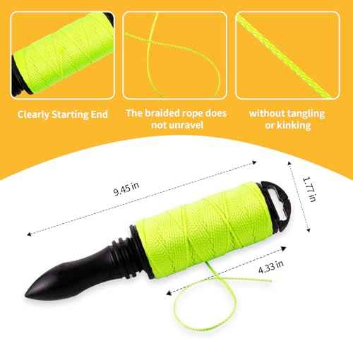 250ft #18 Neon Green Mason Line with Handle - High Visibility, Durable | Masonry, Construction, DIY