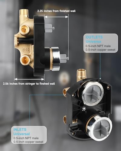 Saree R22000 Shower Valve with Diverter 3-Way 6-Way Brass Rough-In Kit