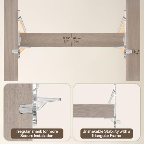 Luxify 20pcs Clear Locking Shelf Pegs 5mm for 3/4" Thick Cabinets & Shelves