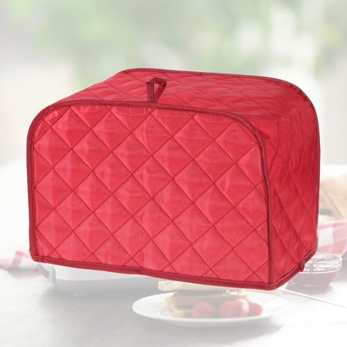 LXUEJIE 2-Slice Toaster Cover - Red Quilted Dust Shield for Kitchen Appliances