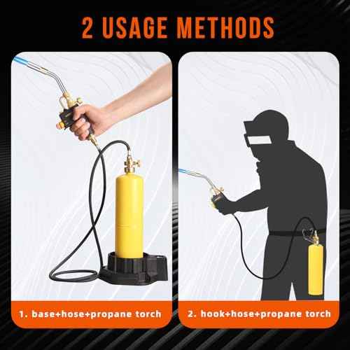 DOMINOX Propane Torch Head with 5FT Hose, Base and Cylinder Clip, Torch Head Trigger Start Gas Torch for Propane and Mapp, MAPP Gas Torch Kit for Soldering, Welding, Cooking (Not Included Gas Tank)