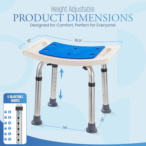 Dr. Kay's Shower Chair for Inside Shower Bench Without Crossbar Support, 350lb Capacity