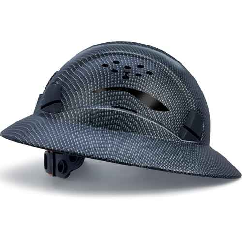 Full Brim Hard Hat Vented Construction Safety Helmet Industrial Work Hardhat for Workers 6 Point Adjustable Ratchet Suspension OSHA Approved