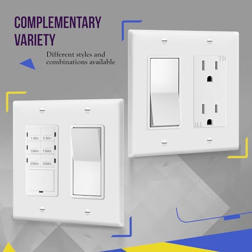 ENERLITES 2-Gang White Decorator Light Switch Outlet Wall Plate Cover - Standard Size